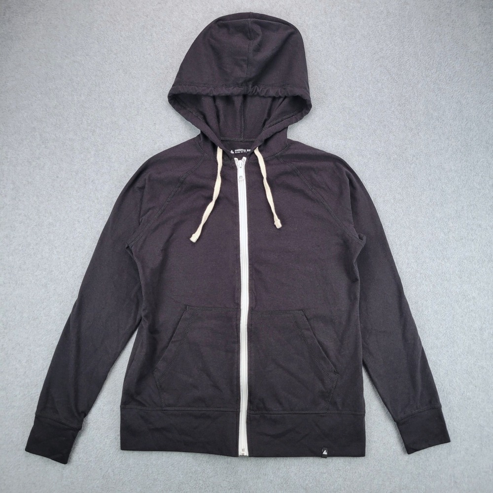 American Giant Full Zip Hoodie Womens Small Black Raglan Lightweight W1-2DS-1